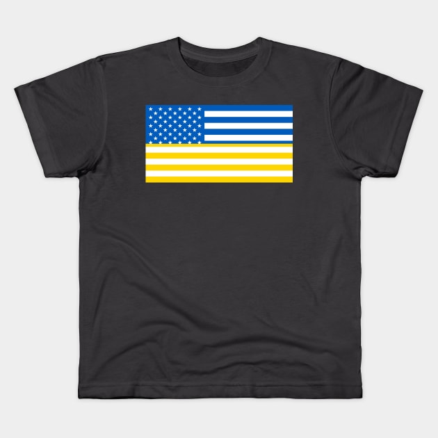 USA Supports Ukraine Kids T-Shirt by Wickedcartoons